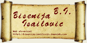 Bisenija Isailović vizit kartica
